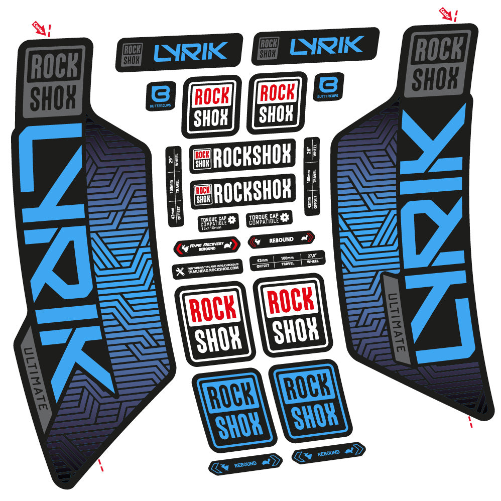 Stickers Rock Shox Lyrik Ultimate Flight Attendant compatibles Autocollants fourche VTT 29"
