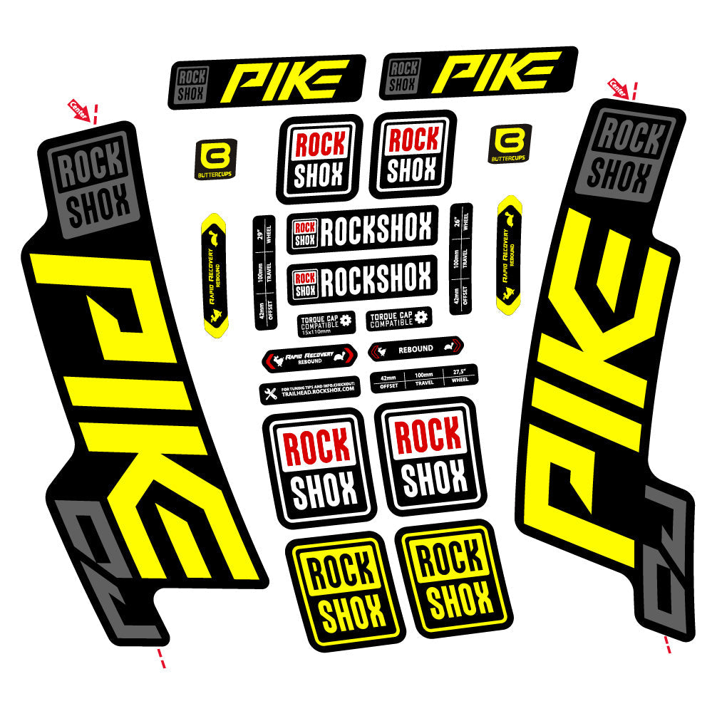 Stickers Rock Shox Pike DJ compatibles - Autocollants fourche VTT