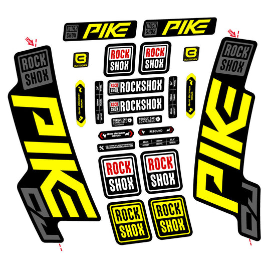 Stickers Rock Shox Pike DJ compatibles - Autocollants fourche VTT