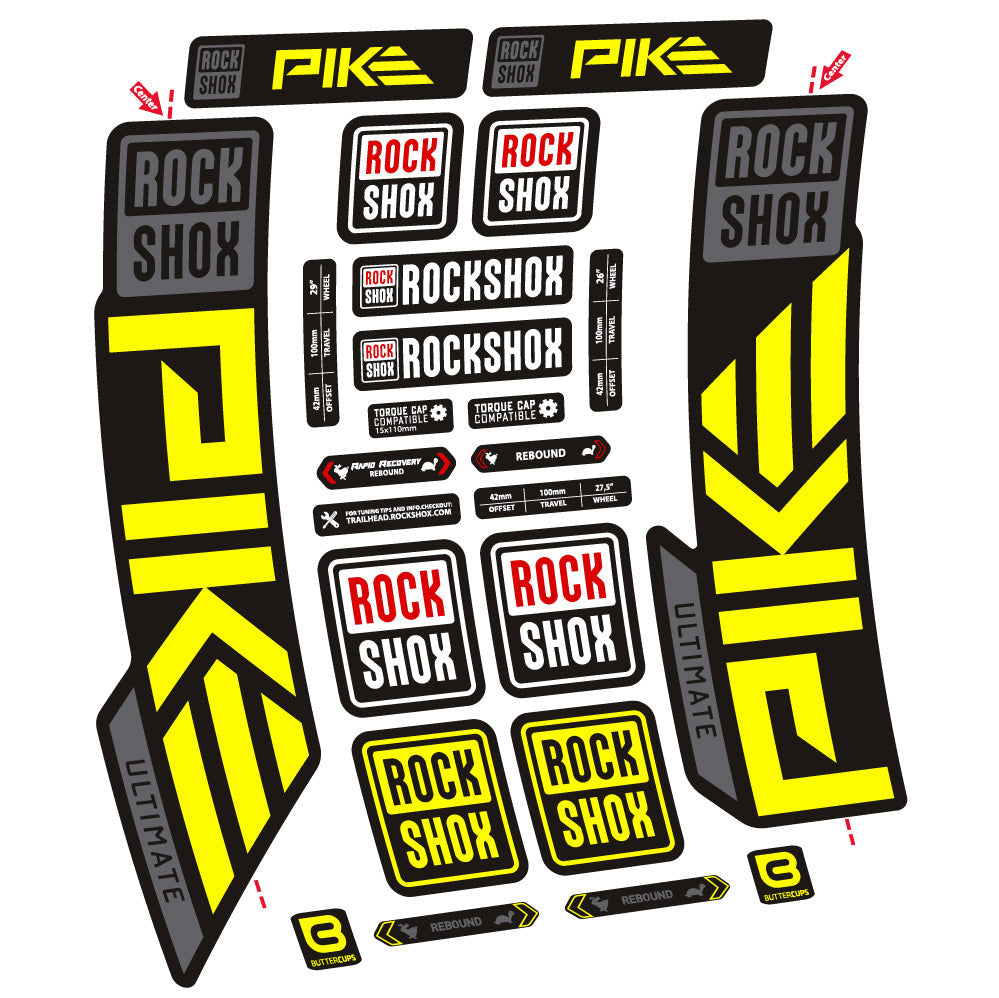 Stickers Rock Shox Pike Ultimate compatibles - Autocollants fourche VTT