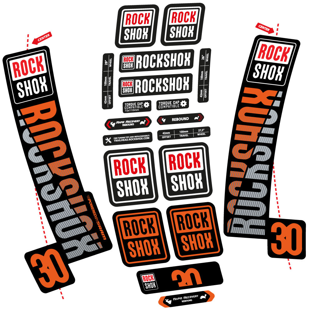 Stickers Rock Shox TK30 2018 compatibles - Autocollants fourche VTT