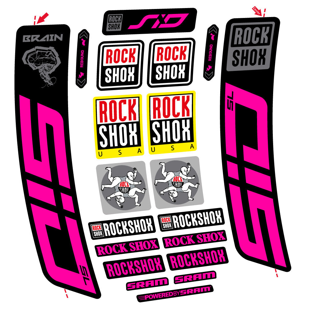 Stickers Rock Shox Sid Brain SL 20212024 compatibles Autocollants fourche VTT 29"