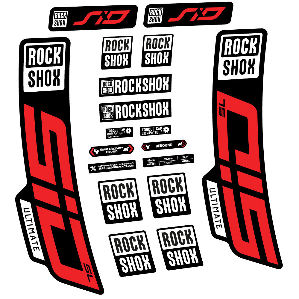 Stickers Rock Shox Sid Ultimate SL 2021 compatibles - Autocollants fourche VTT