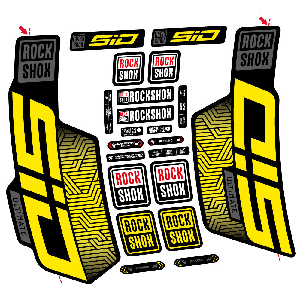 Stickers Rock Shox Sid Ultimate Flight Attendant compatibles Autocollants fourche VTT 29"