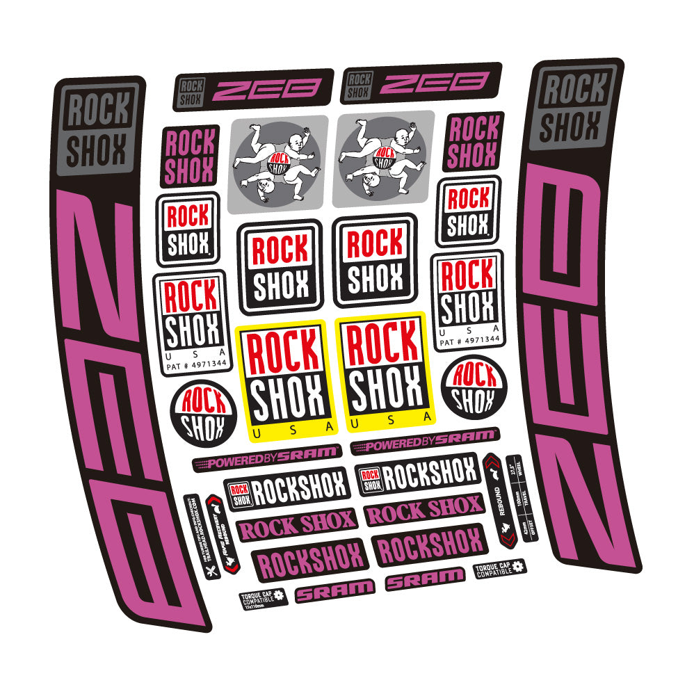 Stickers Rock Shox ZEB R 2020-2024 compatibles - Autocollants fourche VTT