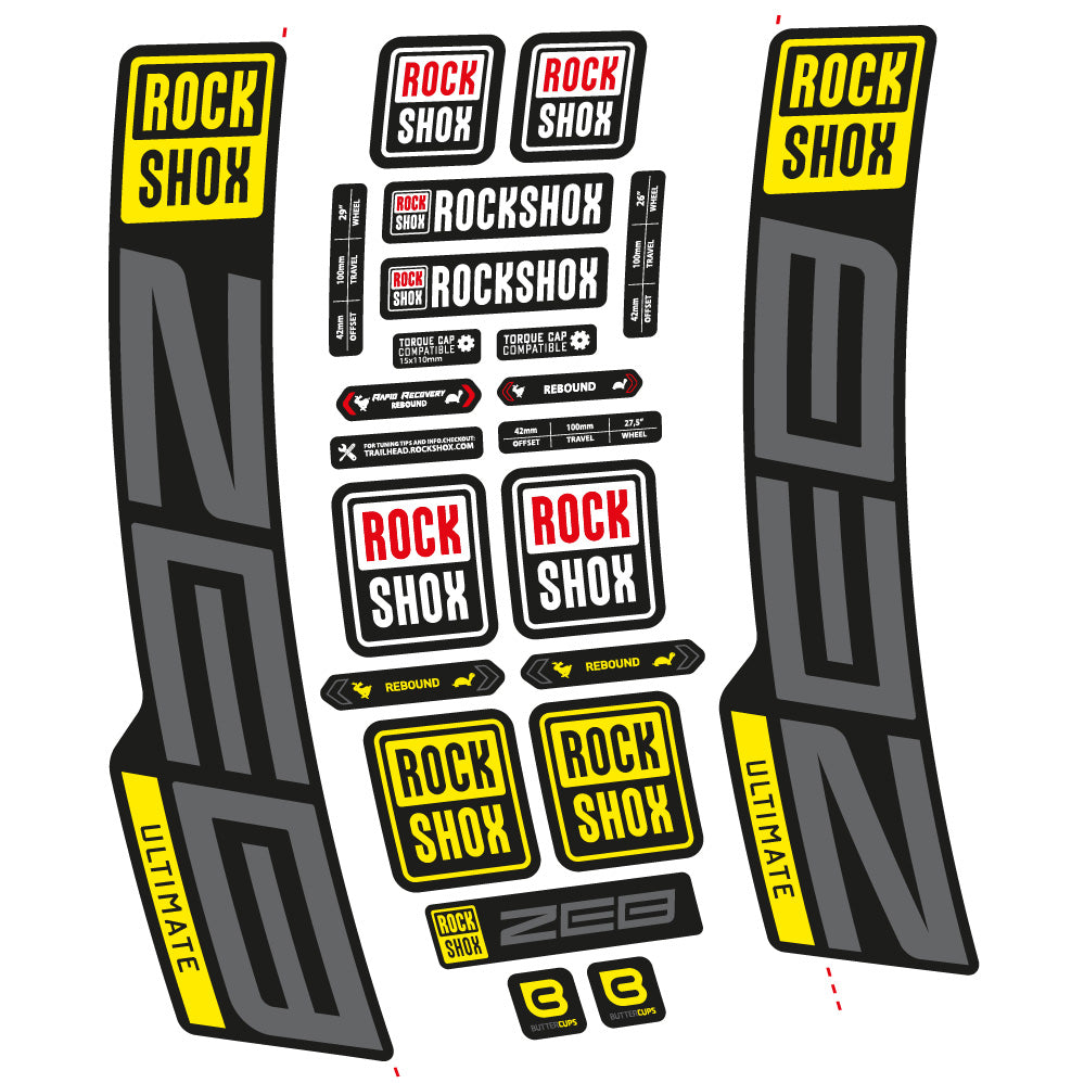 Stickers RockShox ZEB Ultimate 2020-2024 compatibles - Autocollants fourche VTT