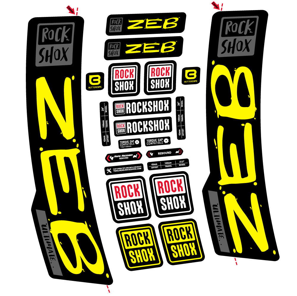 Stickers Rock Shox Zeb Ultimate compatibles - Autocollants fourche VTT
