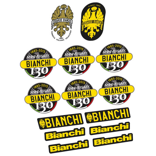 Stickers Bianchi 130th Anniversary compatibles - Autocollants cadre vélo vintage