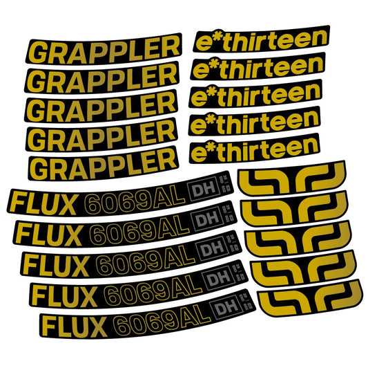 Stickers E-Thirteen Grappler Flux Alloy Downhill compatibles - Autocollants roue vélo VTT