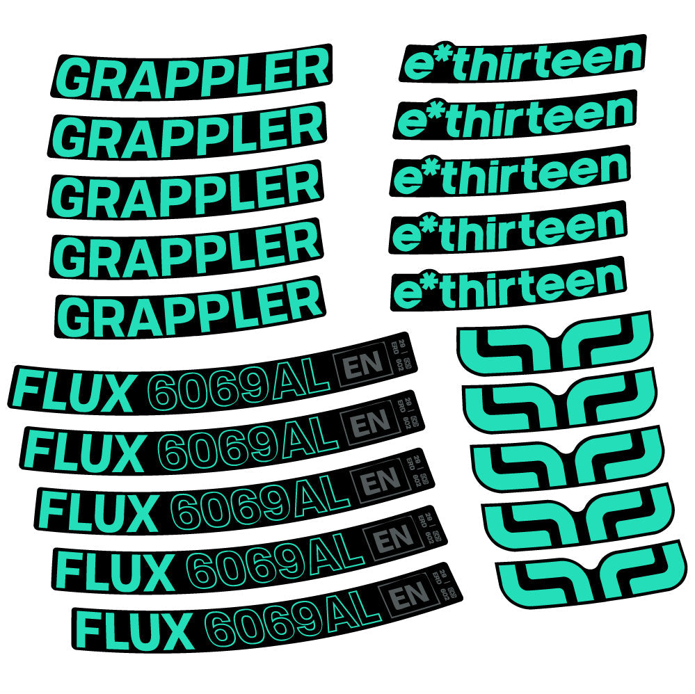 Stickers E-Thirteen Grappler Flux Alloy compatibles - Autocollants roue vélo VTT
