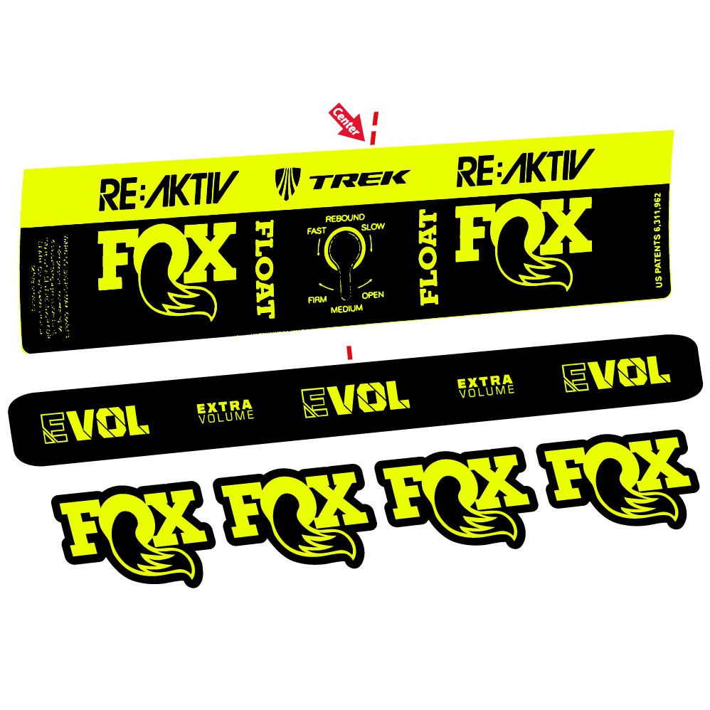 Stickers Fox Float Reactiv Trek compatibles Autocollants amortisseur