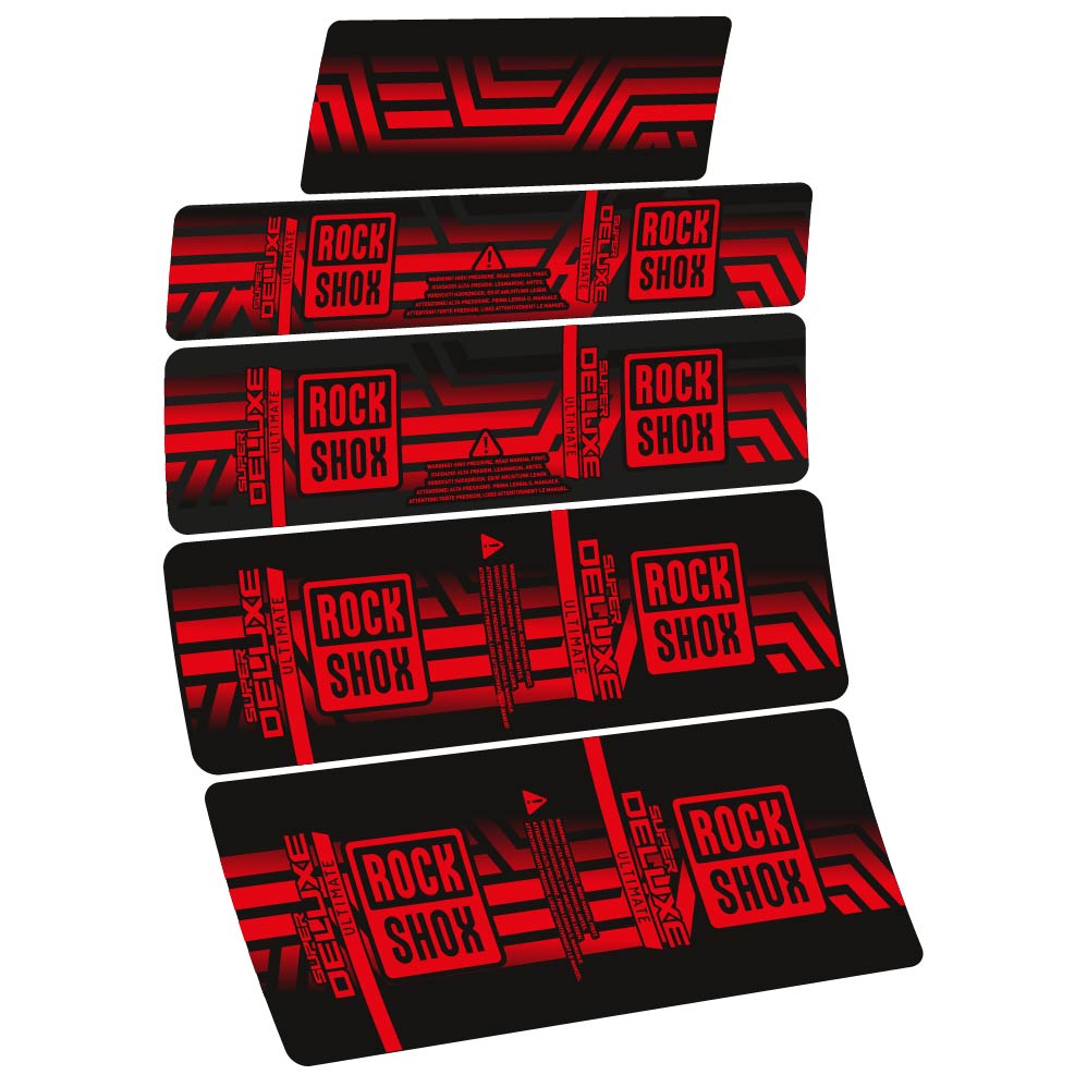 Stickers Rock Shox Super Deluxe Ultimate AXS 2023 compatibles Autocollants amortisseur VTT