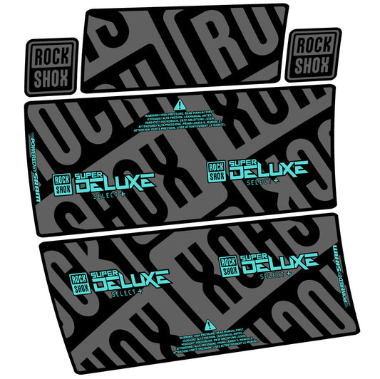 Stickers RockShox Super Deluxe Select Plus compatibles - Autocollants amortisseur VTT