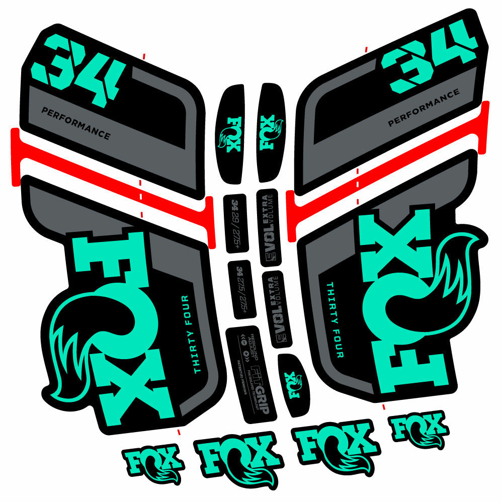 Stickers Fox 34 Performance 2021 compatibles Autocollants fourche VTT 29"