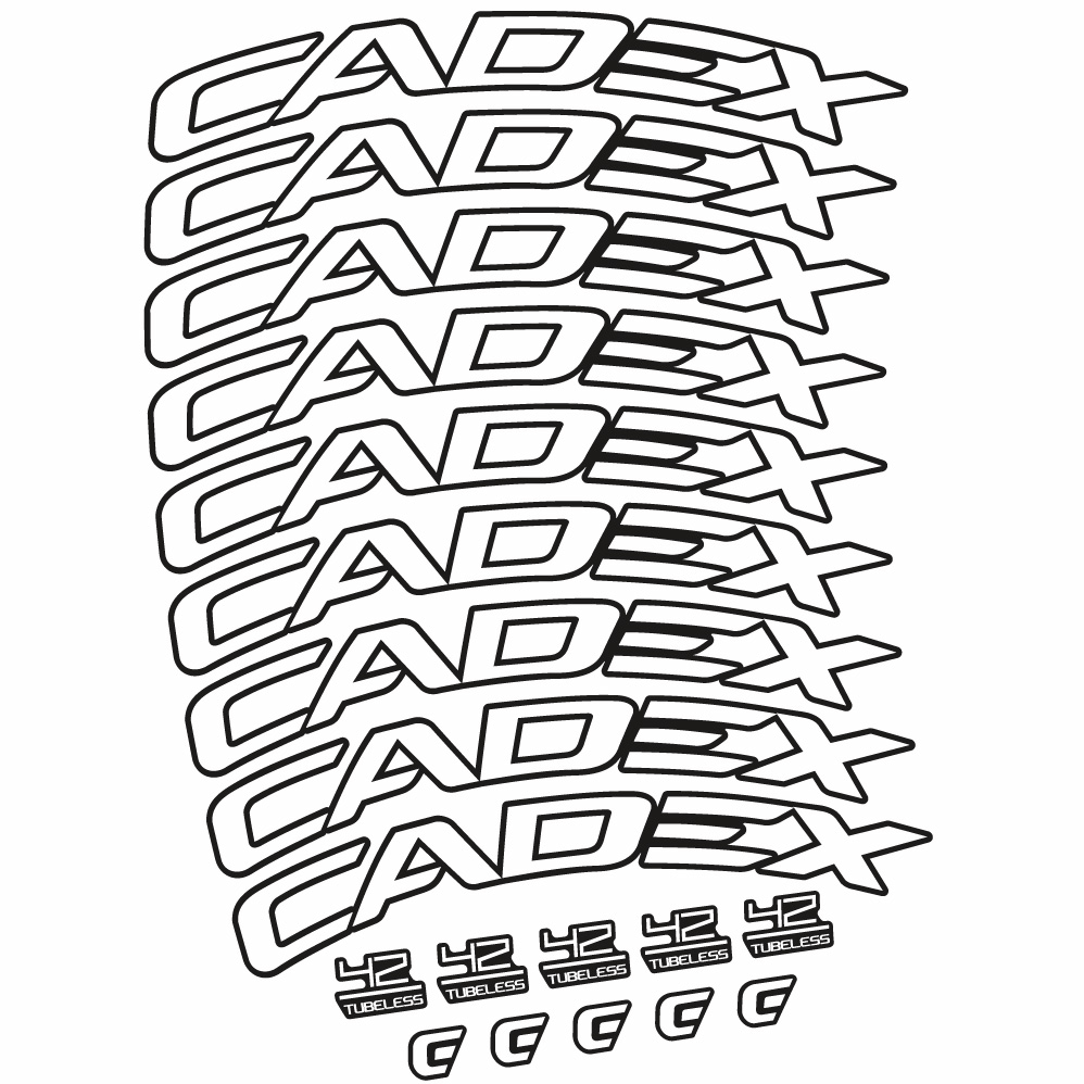 Stickers CADEX 42 Tubeless Shoe, Route 42 compatibles Autocollants roues Route