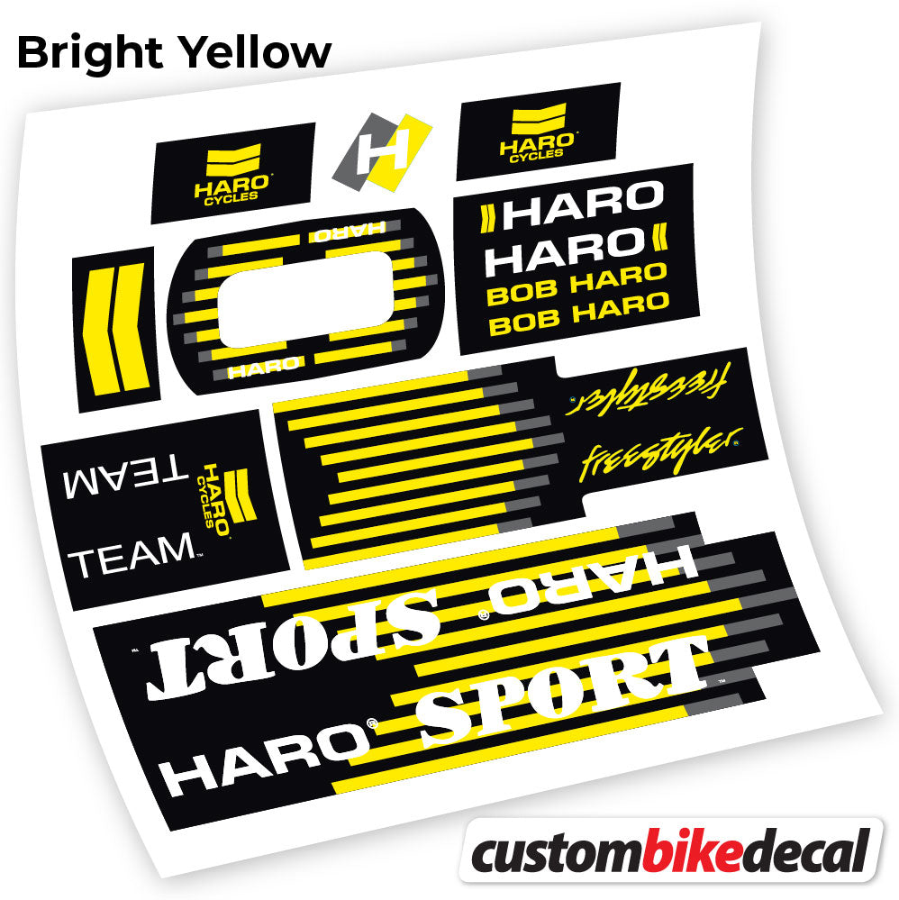 Yellow decal for Haro Team Sport 1988 frame – bike sticker vinyl