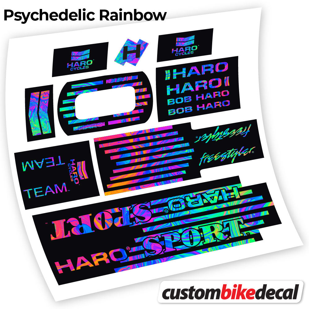 Psychedelic  Rainbow decal for Haro Team Sport 1988 frame – bike sticker vinyl