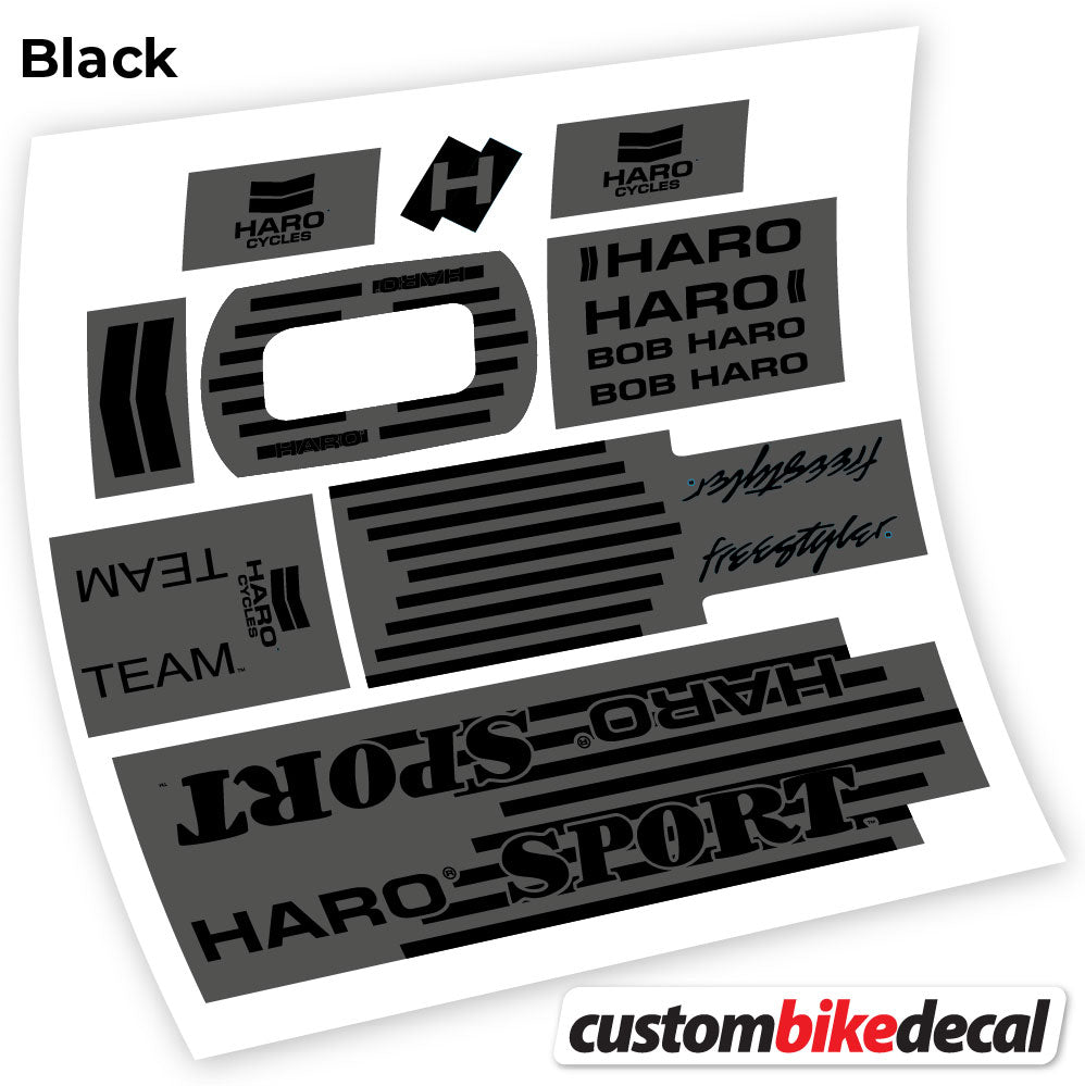 Matte Black+Gloss Black decal for Haro Team Sport 1988 frame – bike sticker vinyl