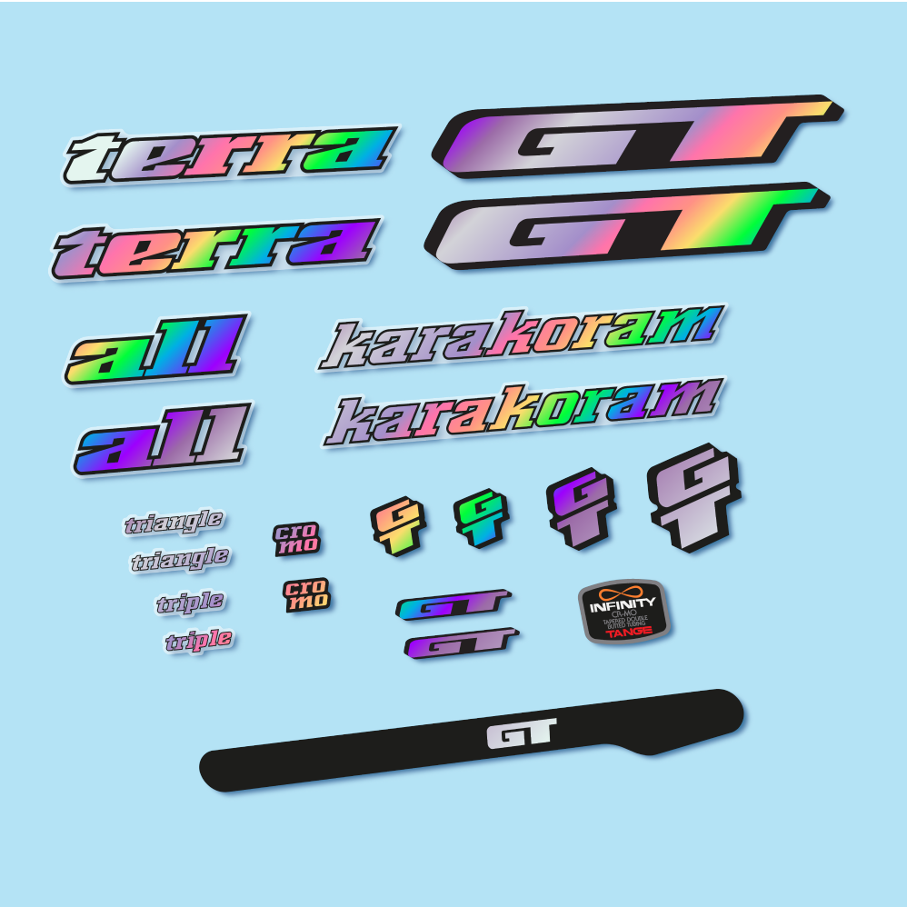 Stickers GT Terra Karakoram 1993 compatibles - Autocollants cadre vélo vintage