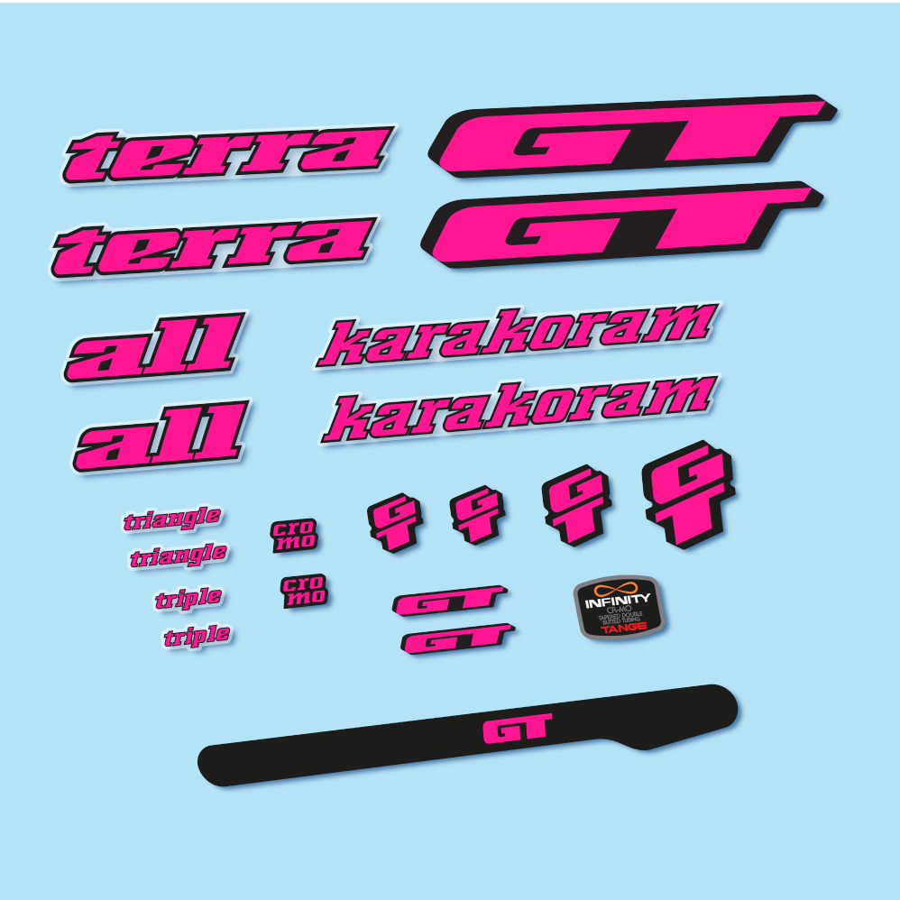 Stickers GT Terra Karakoram 1993 compatibles - Autocollants cadre vélo vintage
