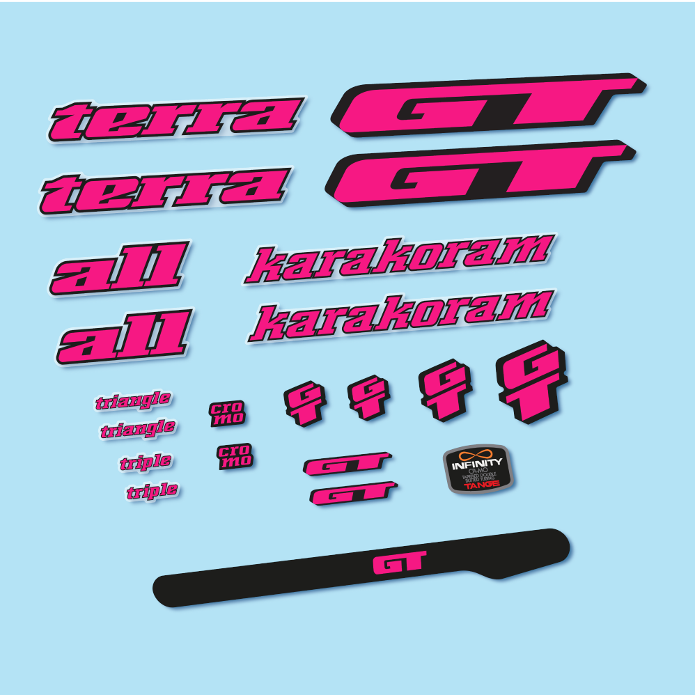 Stickers GT Terra Karakoram 1993 compatibles - Autocollants cadre vélo vintage