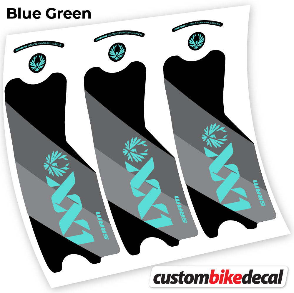 Blue Green decal for SRAM XX1 Eagle DUB 2021 crankset – bike sticker vinyl