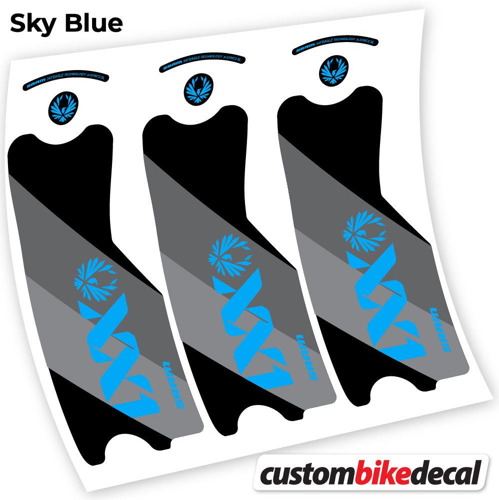 Sky Blue decal for SRAM XX1 Eagle DUB 2021 crankset – bike sticker vinyl