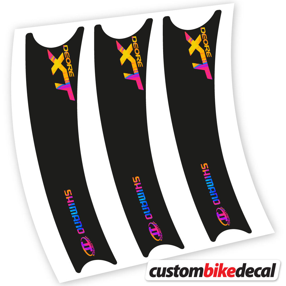 Psychedelic Rainbow decal for Shimano Deore XT Connecting Rod crankset – bike sticker vinyl