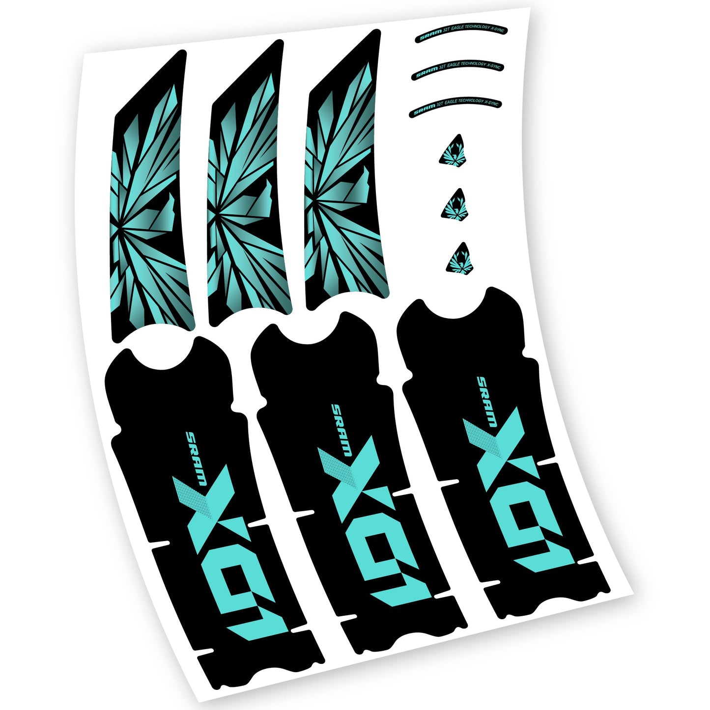 Stickers SRAM X01 Eagle Boost DUB compatibles Autocollants pédalier