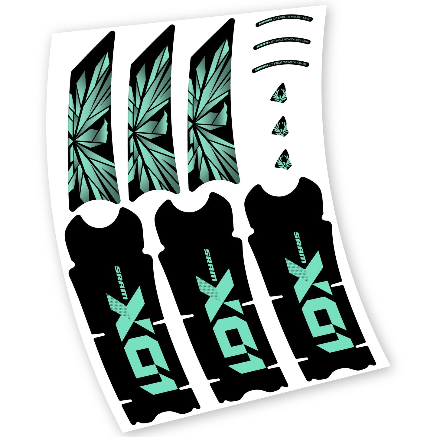 Stickers SRAM X01 Eagle Boost DUB compatibles Autocollants pédalier