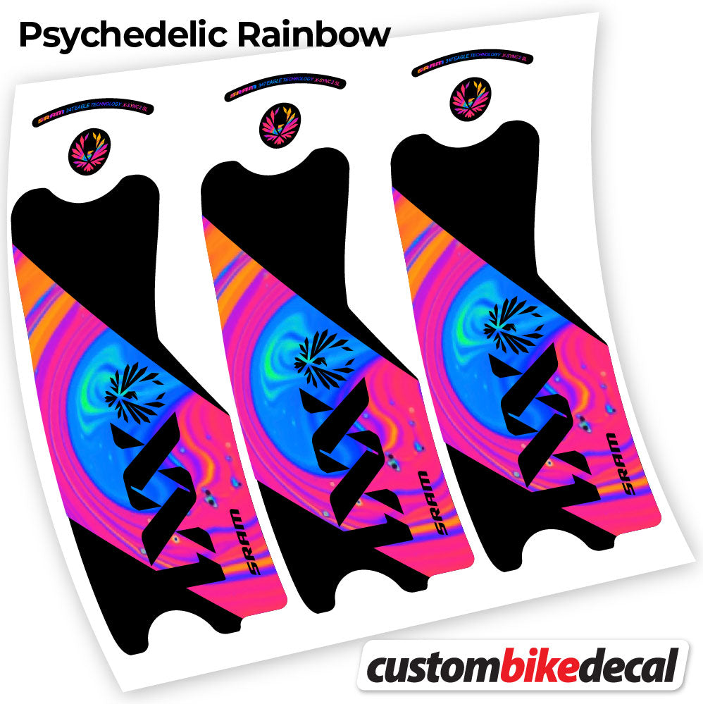 Psychedelic  Rainbow decal for SRAM XX1 Eagle DUB 2021 crankset – bike sticker vinyl