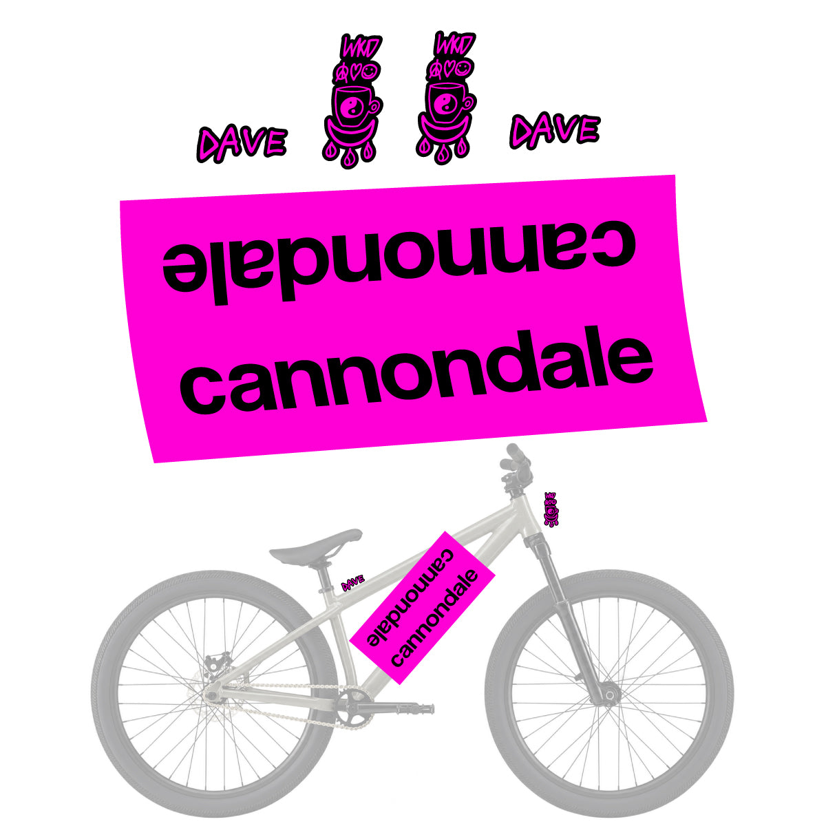 Stickers compatibles Cannondale Dave pour casque – autocollants vinyle - Fuchsia Fluo