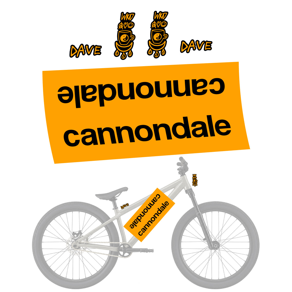 Stickers compatibles Cannondale Dave pour casque – autocollants vinyle - Jaune Orangé