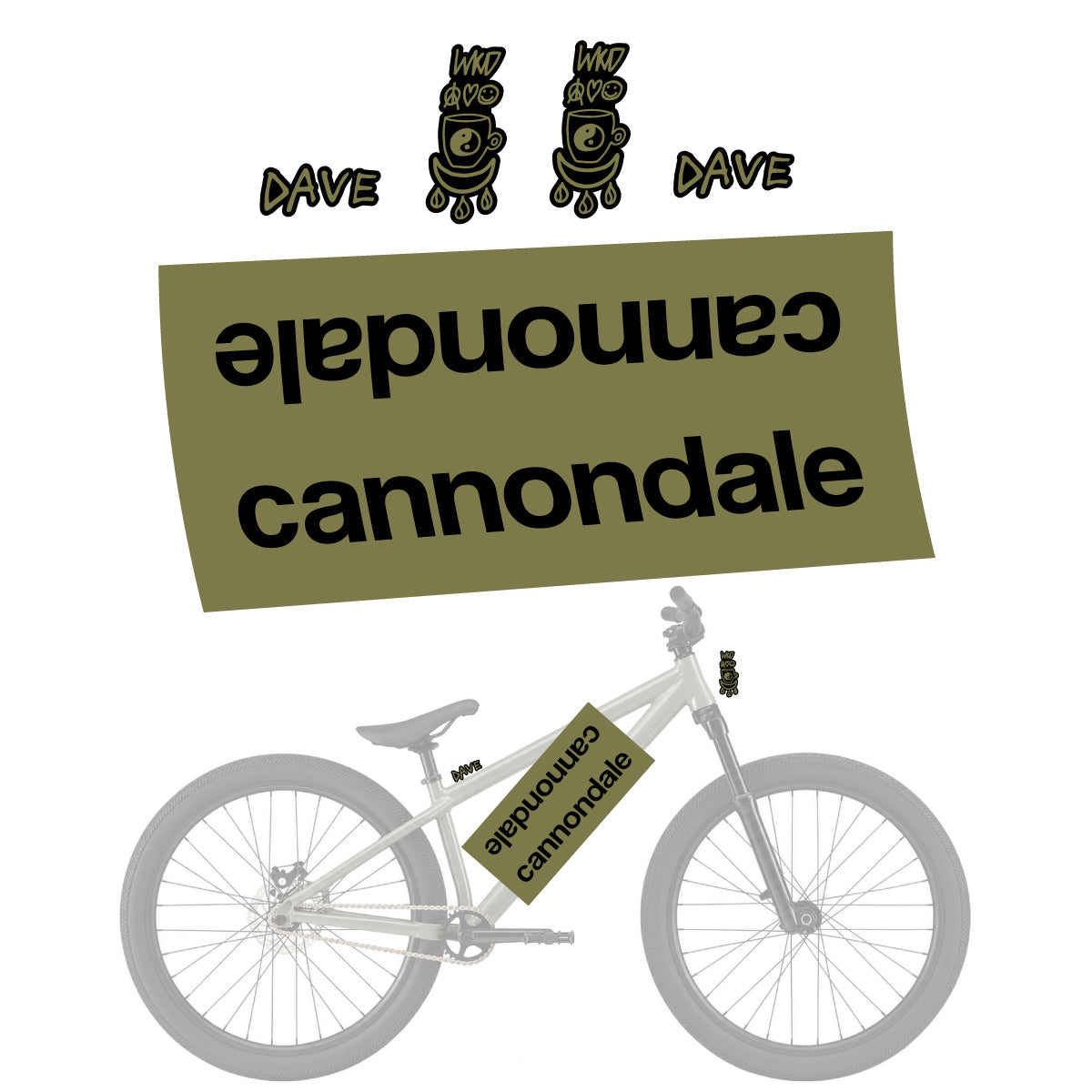 Stickers compatibles Cannondale Dave pour casque – autocollants vinyle - Kaki