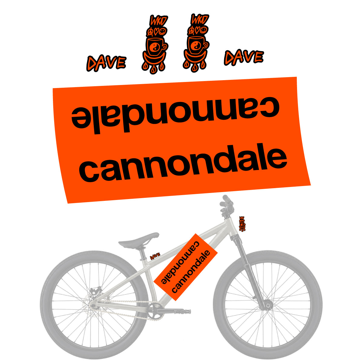 Stickers compatibles Cannondale Dave pour casque – autocollants vinyle - Orange Fluo