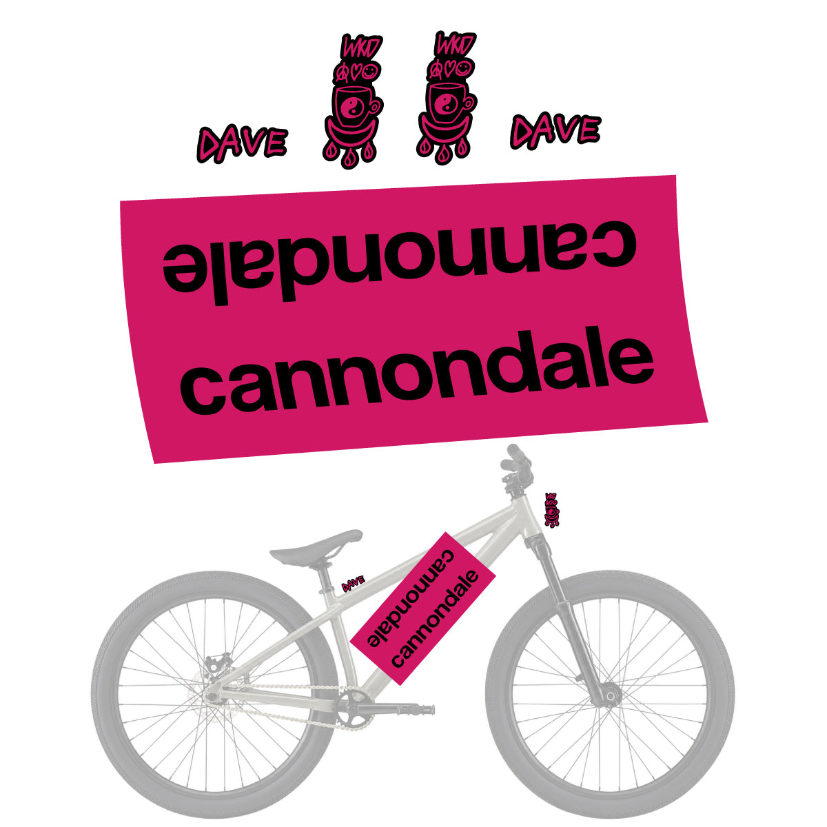 Stickers compatibles Cannondale Dave pour casque – autocollants vinyle - Rose Foncé