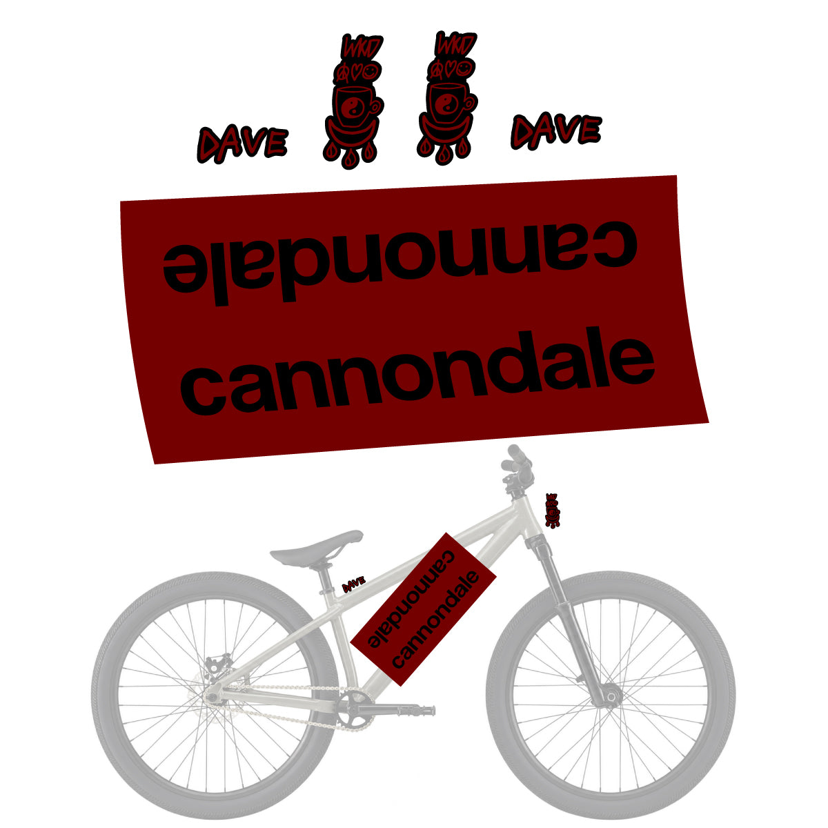Stickers compatibles Cannondale Dave pour casque – autocollants vinyle - Rouge Bordeaux