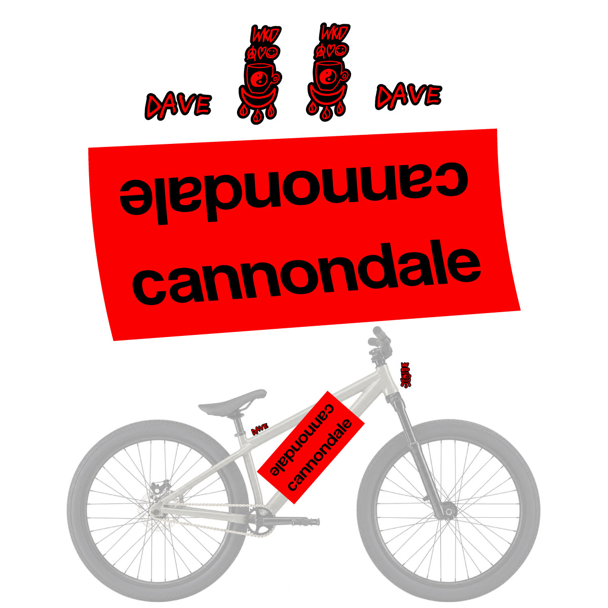 Stickers compatibles Cannondale Dave pour casque – autocollants vinyle - Rouge Orangé