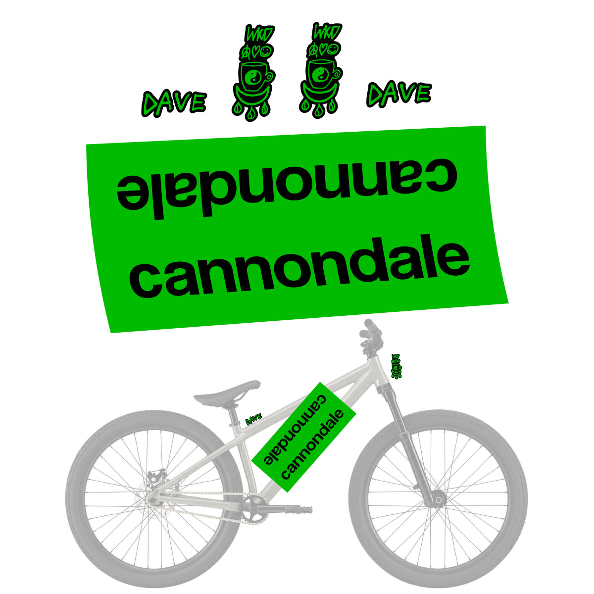 Stickers compatibles Cannondale Dave pour casque – autocollants vinyle - Vert Herbe