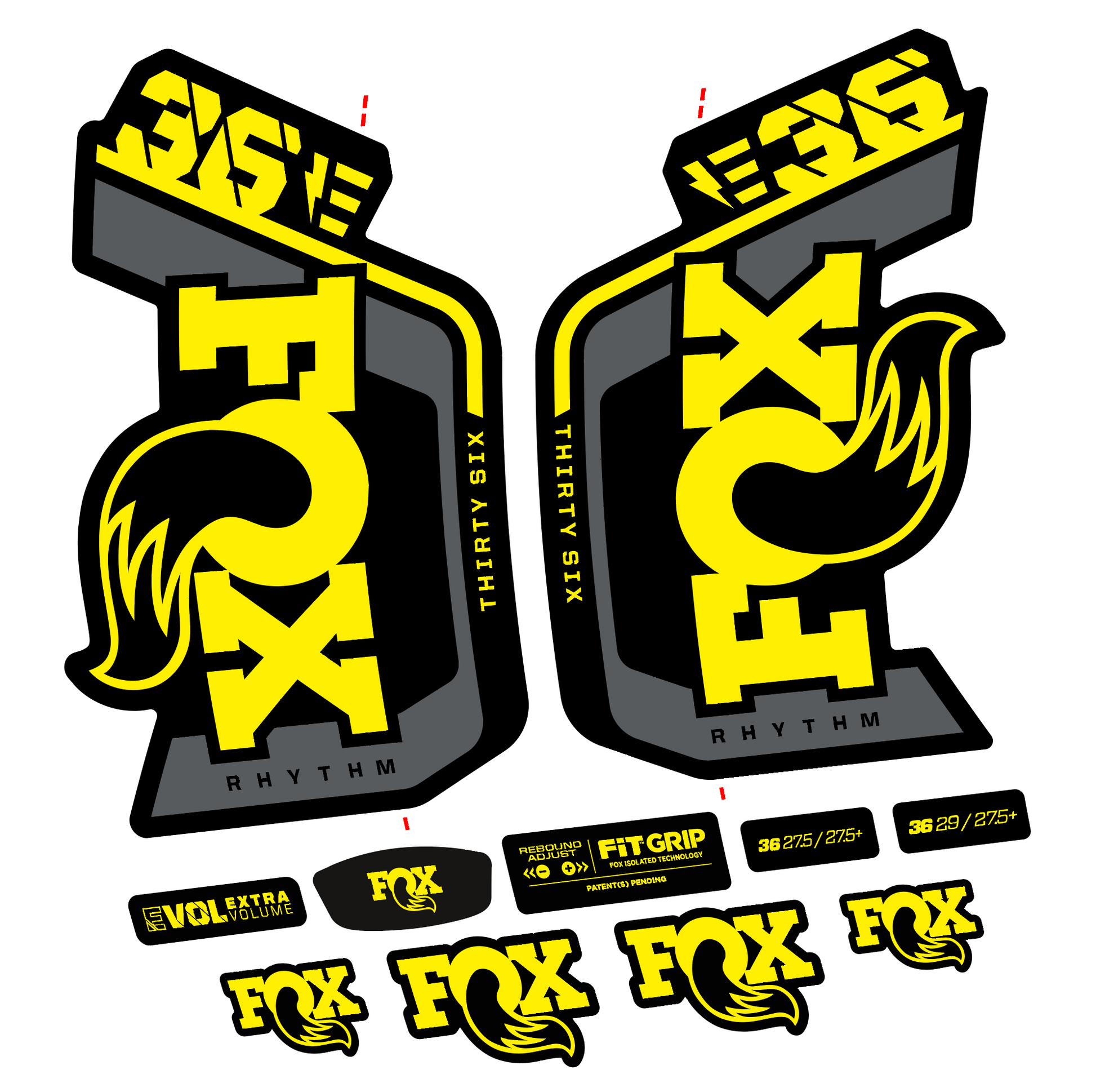 Stickers Fox 36 Rhythm E-Bike 29 Fork Decal Kit  Compatible with 20232024 Models  MTB Vinyl Stickers compatibles - Autocollants fourche VTT