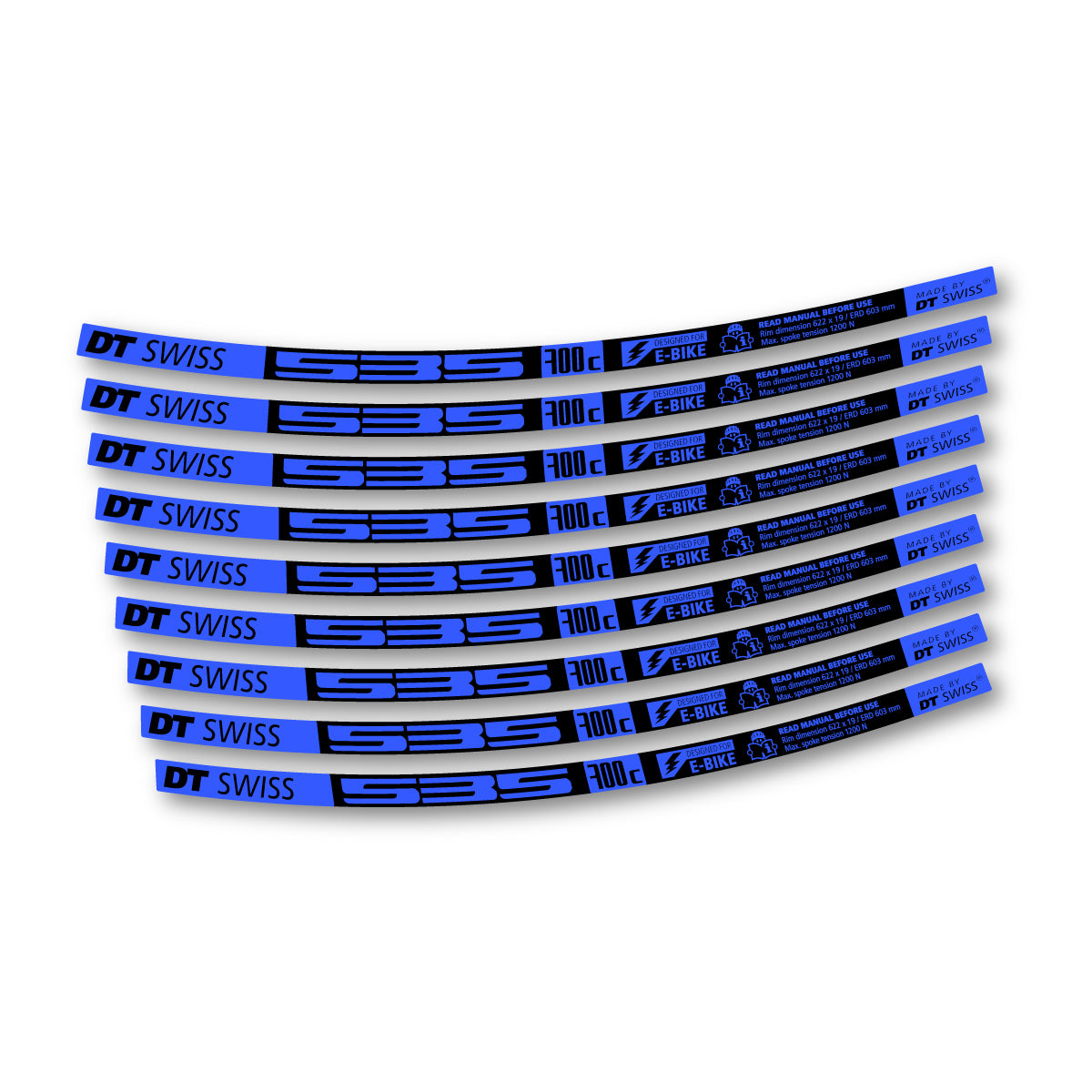 Autocollants vinyle pour jantes DT Swiss 535 2014-2026 - Bleu