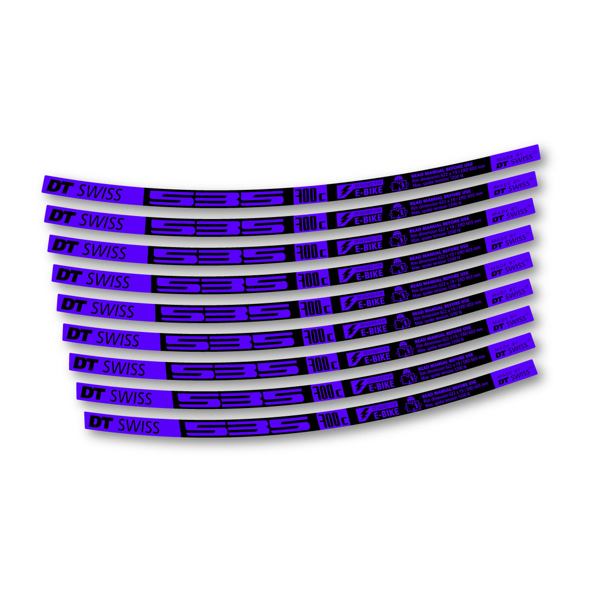 Autocollants vinyle pour jantes DT Swiss 535 2014-2026 - Bleu Reflex