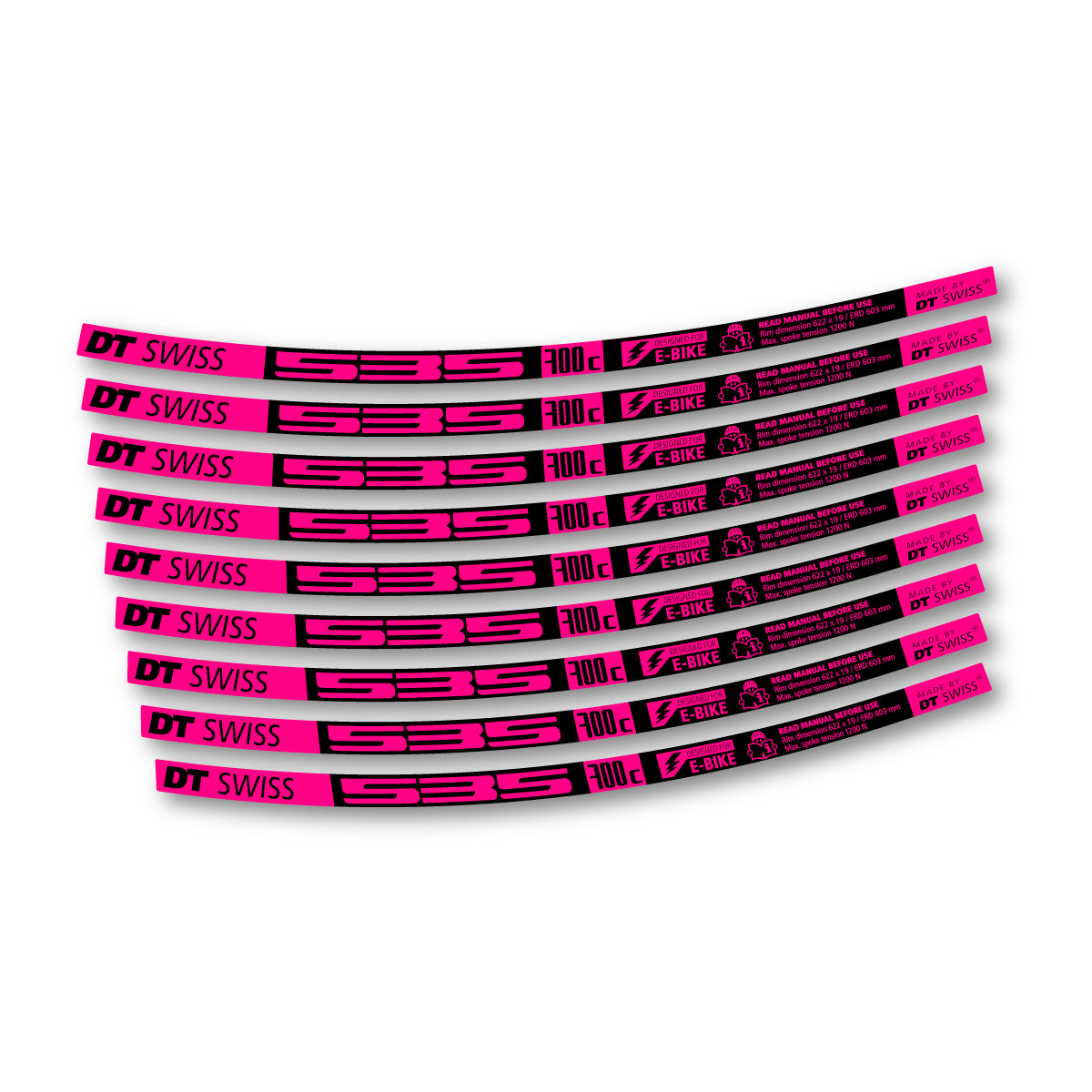 Autocollants vinyle pour jantes DT Swiss 535 2014-2026 - Fuchsia