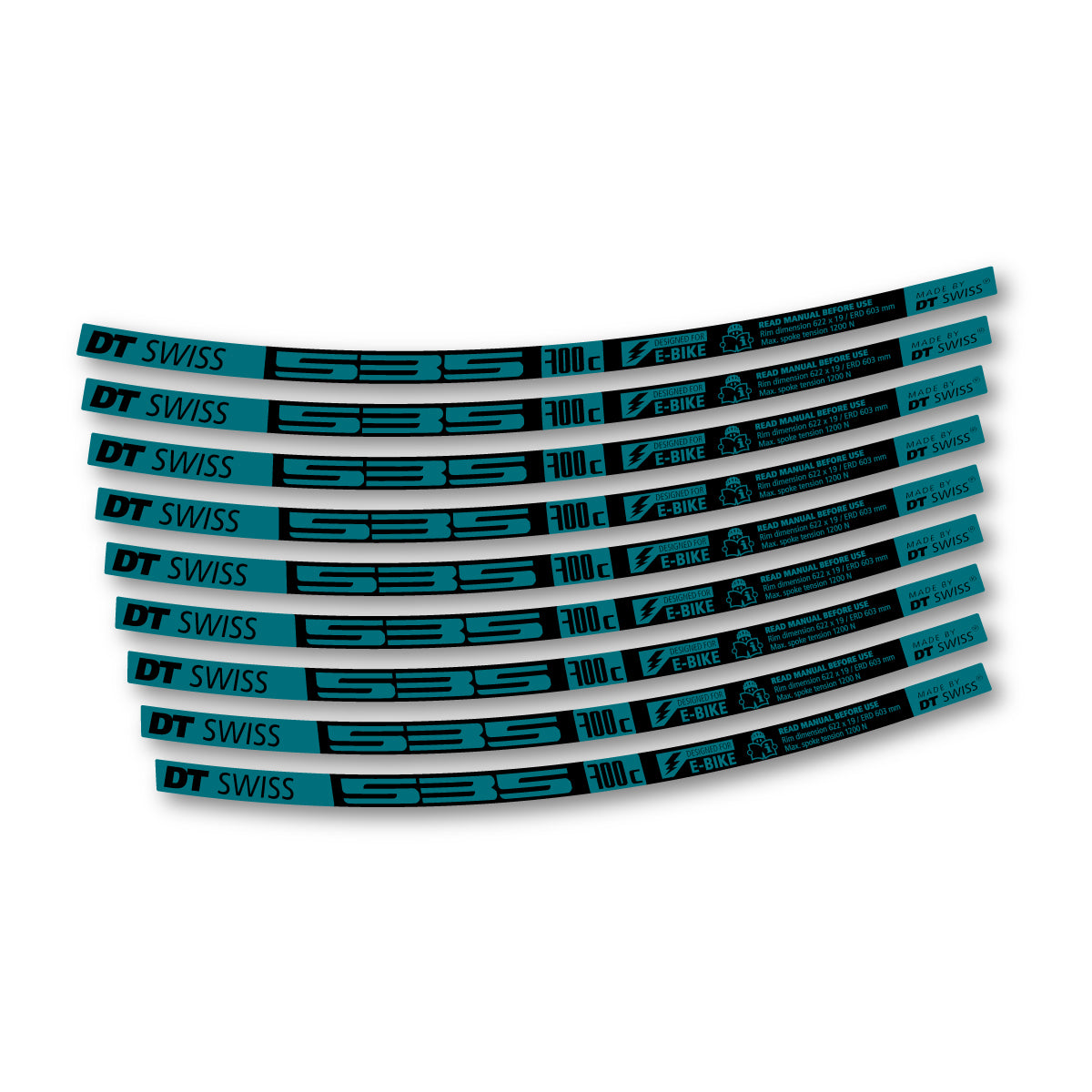 Autocollants vinyle pour jantes DT Swiss 535 2014-2026 - Pétrole Foncé