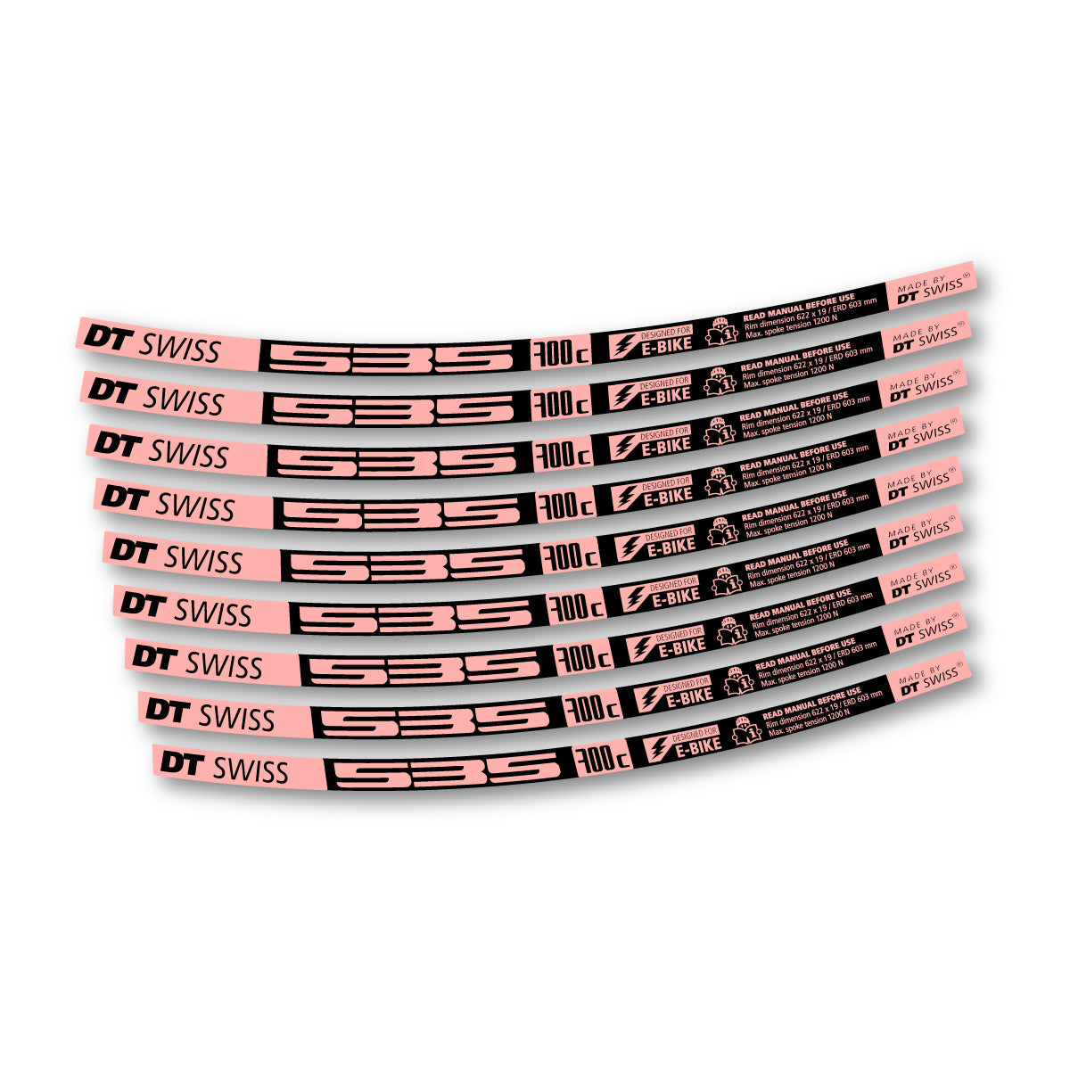Autocollants vinyle pour jantes DT Swiss 535 2014-2026 - Rose Saumon
