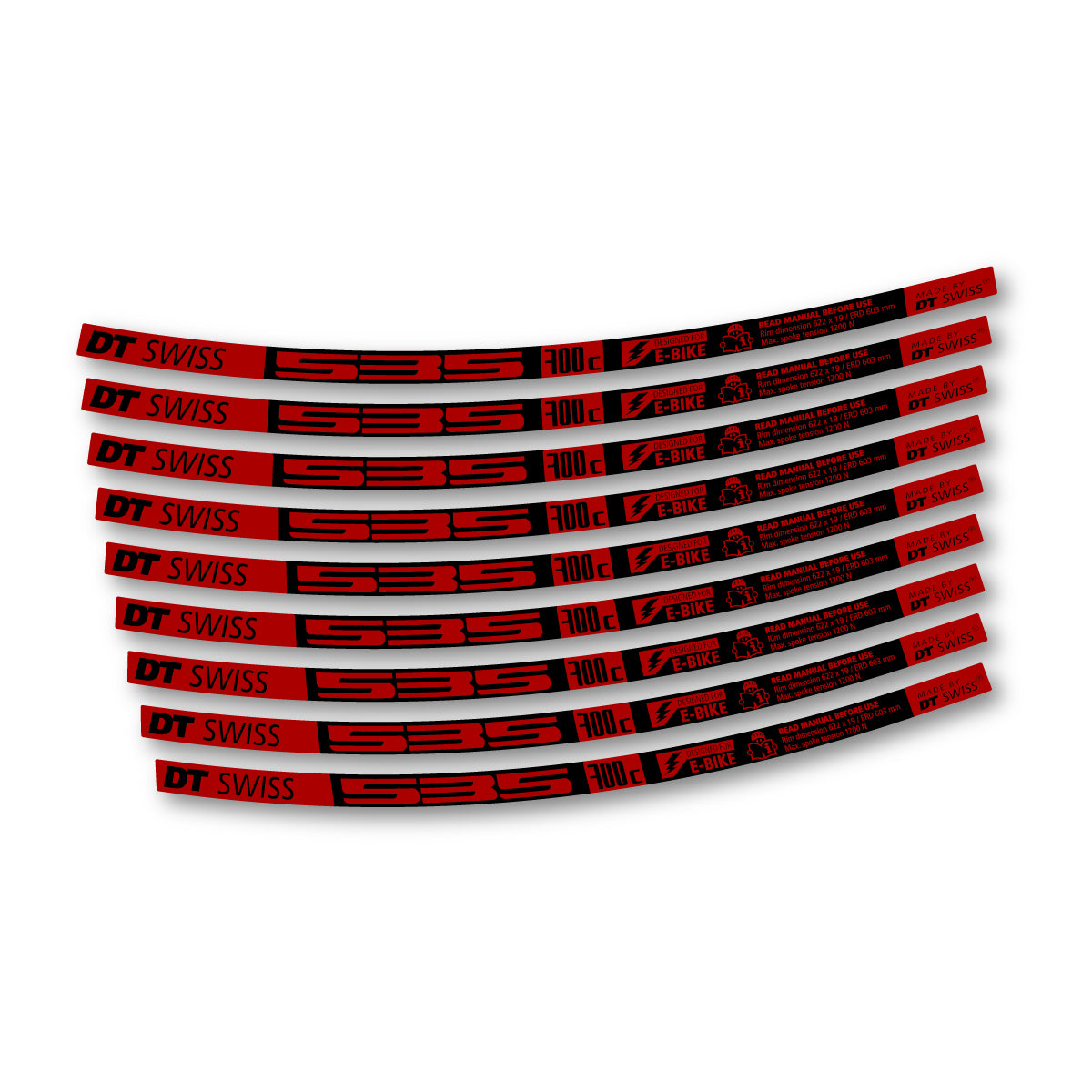 Autocollants vinyle pour jantes DT Swiss 535 2014-2026 - Rouge Foncé