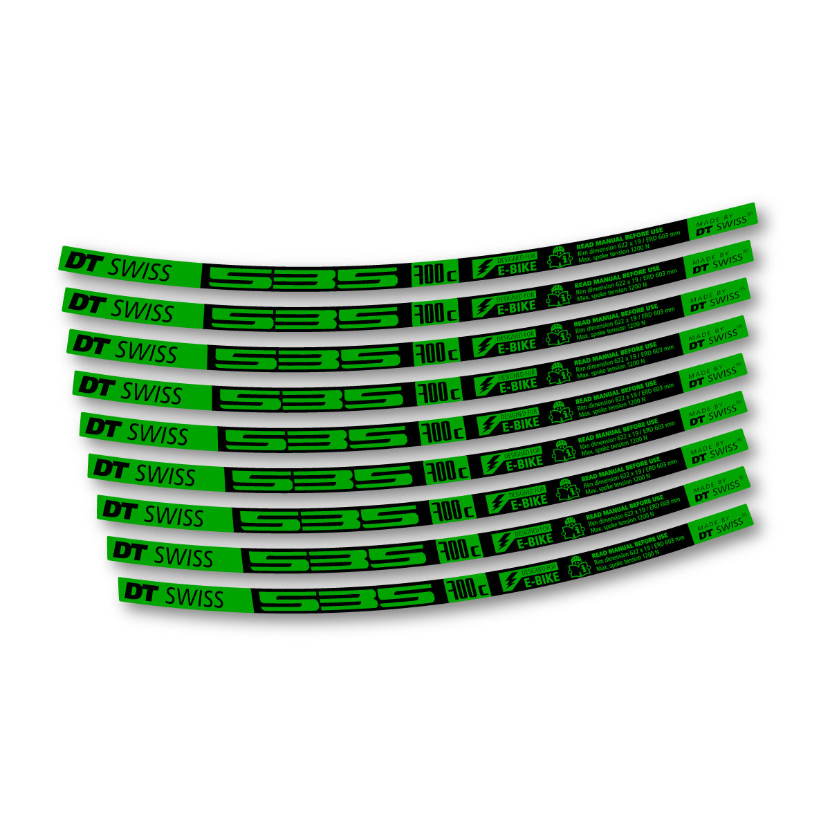 Autocollants vinyle pour jantes DT Swiss 535 2014-2026 - Vert
