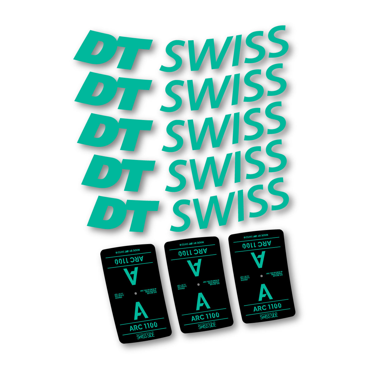 Autocollants vinyle pour jantes DT Swiss ARC 1100 38mm 2025-2026 - Turquoise Vert