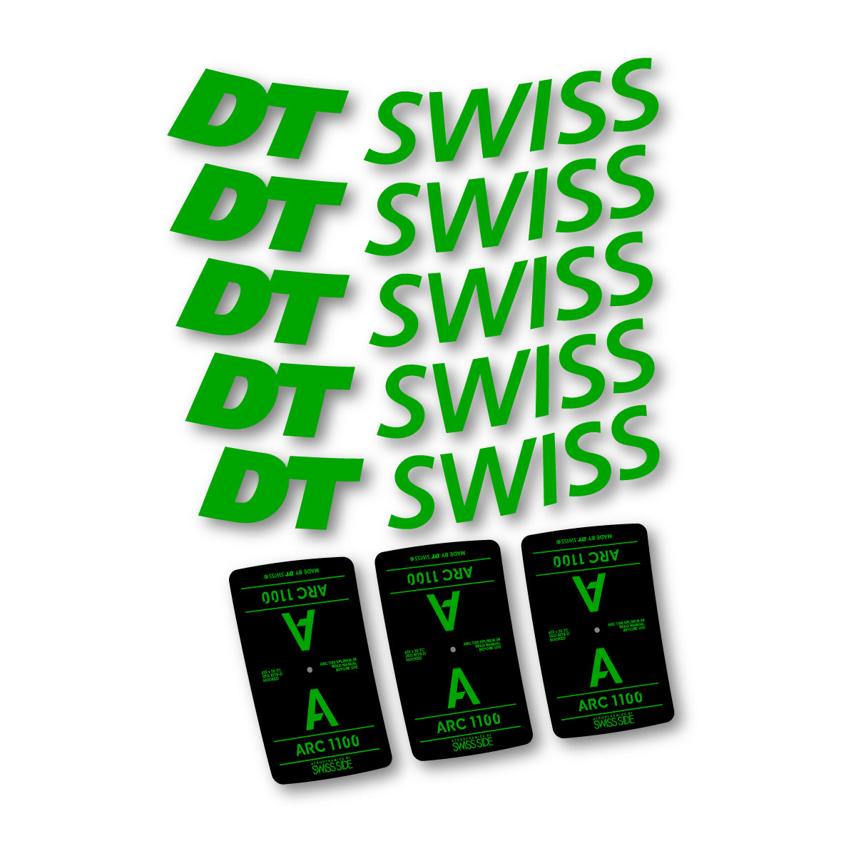 Autocollants vinyle pour jantes DT Swiss ARC 1100 38mm 2025-2026 - Vert