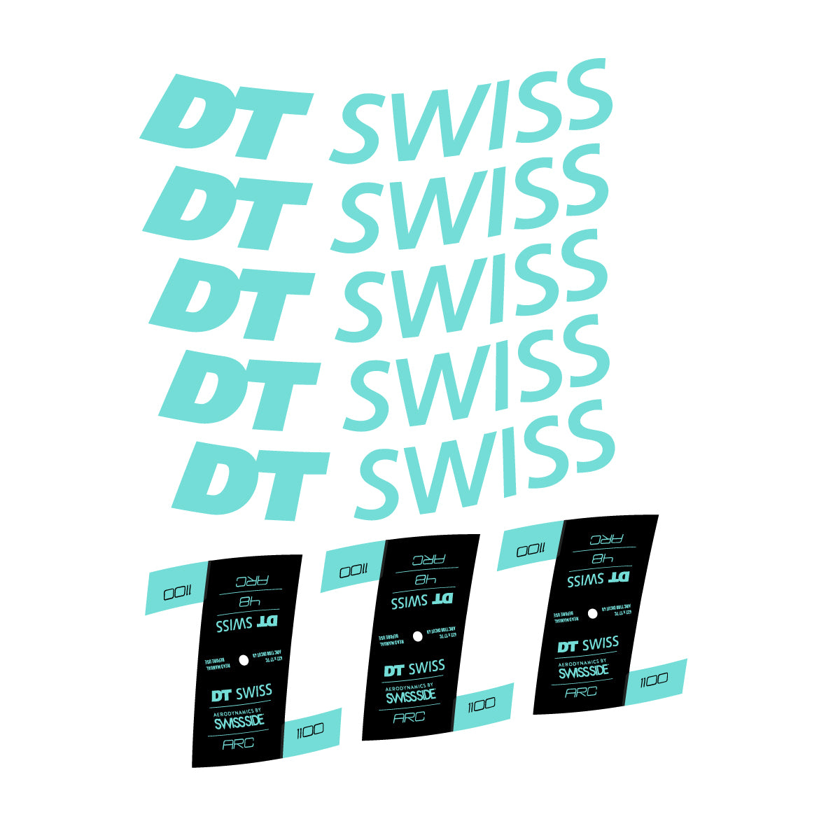 Autocollants vinyle pour jantes DT Swiss ARC 1100 48mm 2020-2026 - Turquoise Clair